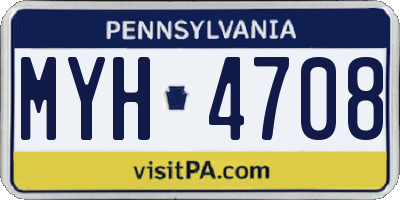 PA license plate MYH4708