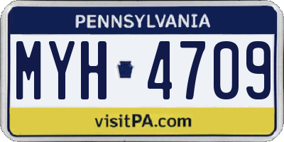 PA license plate MYH4709