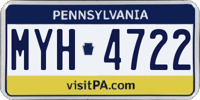 PA license plate MYH4722
