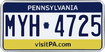 PA license plate MYH4725