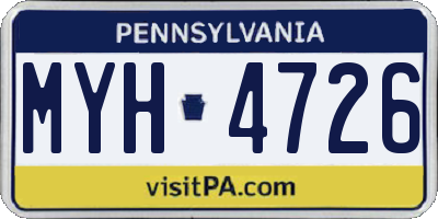PA license plate MYH4726