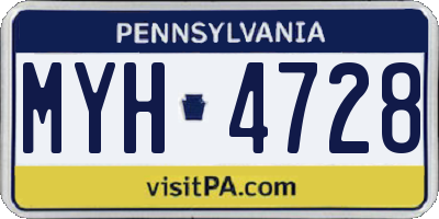 PA license plate MYH4728