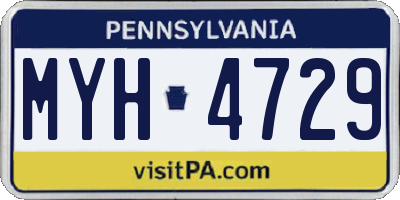 PA license plate MYH4729