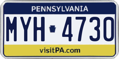 PA license plate MYH4730