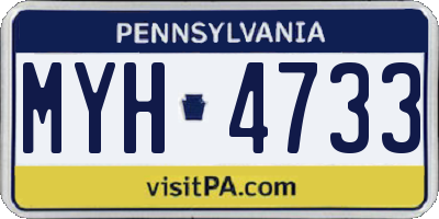 PA license plate MYH4733