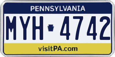 PA license plate MYH4742