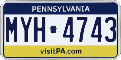 PA license plate MYH4743