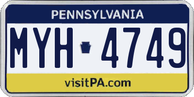 PA license plate MYH4749
