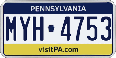 PA license plate MYH4753