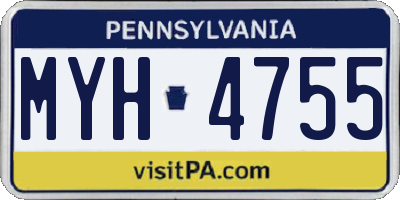 PA license plate MYH4755