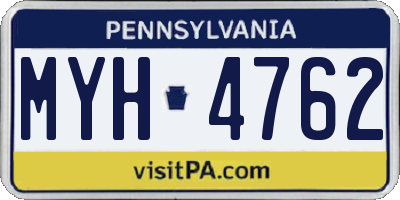 PA license plate MYH4762