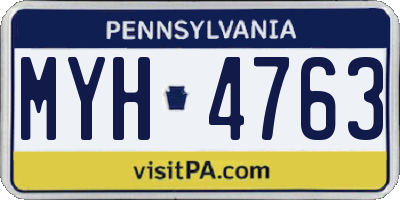 PA license plate MYH4763