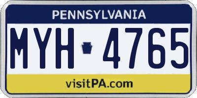 PA license plate MYH4765