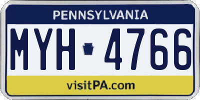 PA license plate MYH4766