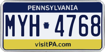 PA license plate MYH4768