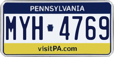 PA license plate MYH4769
