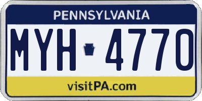 PA license plate MYH4770