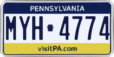 PA license plate MYH4774