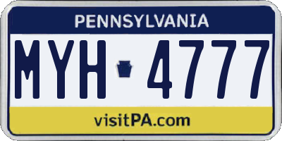 PA license plate MYH4777