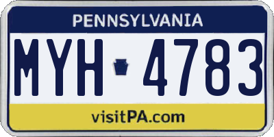 PA license plate MYH4783