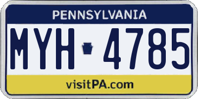 PA license plate MYH4785
