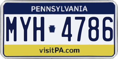 PA license plate MYH4786