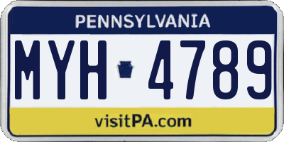 PA license plate MYH4789