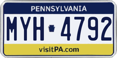 PA license plate MYH4792