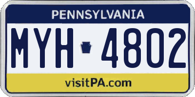 PA license plate MYH4802