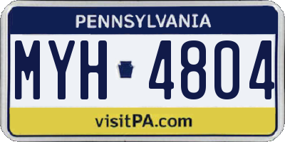 PA license plate MYH4804