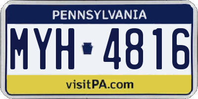 PA license plate MYH4816