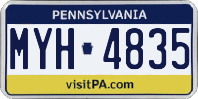 PA license plate MYH4835