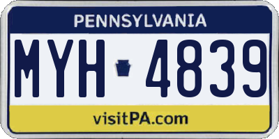 PA license plate MYH4839