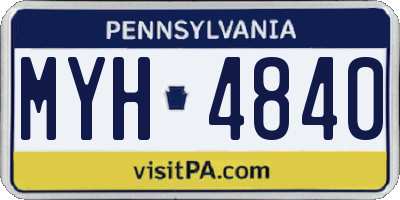PA license plate MYH4840