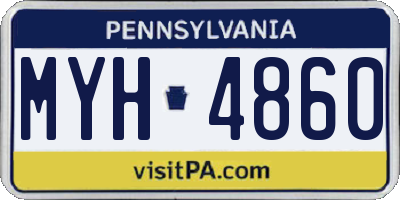 PA license plate MYH4860