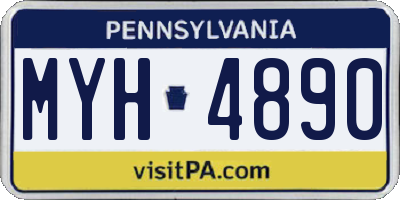 PA license plate MYH4890