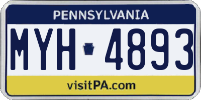 PA license plate MYH4893