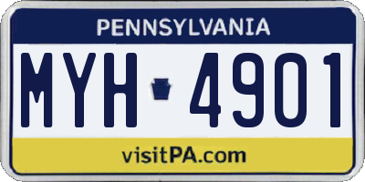 PA license plate MYH4901