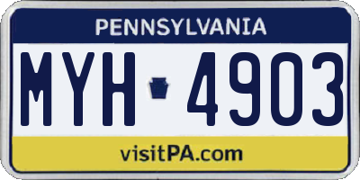 PA license plate MYH4903