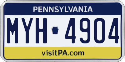 PA license plate MYH4904