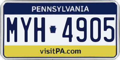 PA license plate MYH4905
