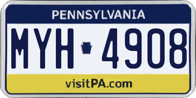 PA license plate MYH4908