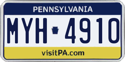 PA license plate MYH4910
