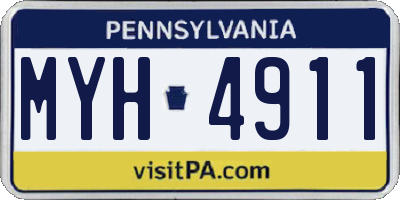 PA license plate MYH4911