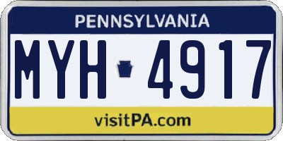 PA license plate MYH4917