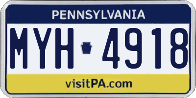 PA license plate MYH4918