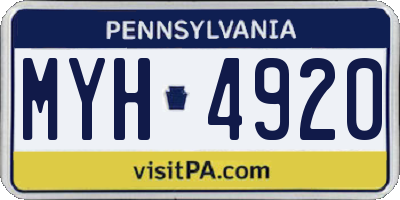 PA license plate MYH4920