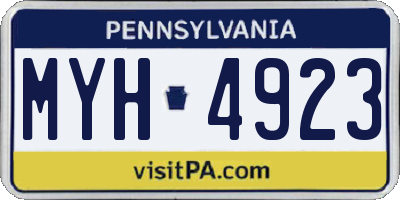 PA license plate MYH4923