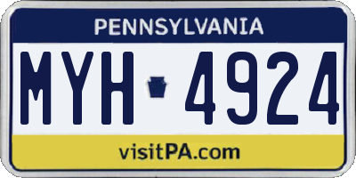 PA license plate MYH4924