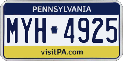 PA license plate MYH4925